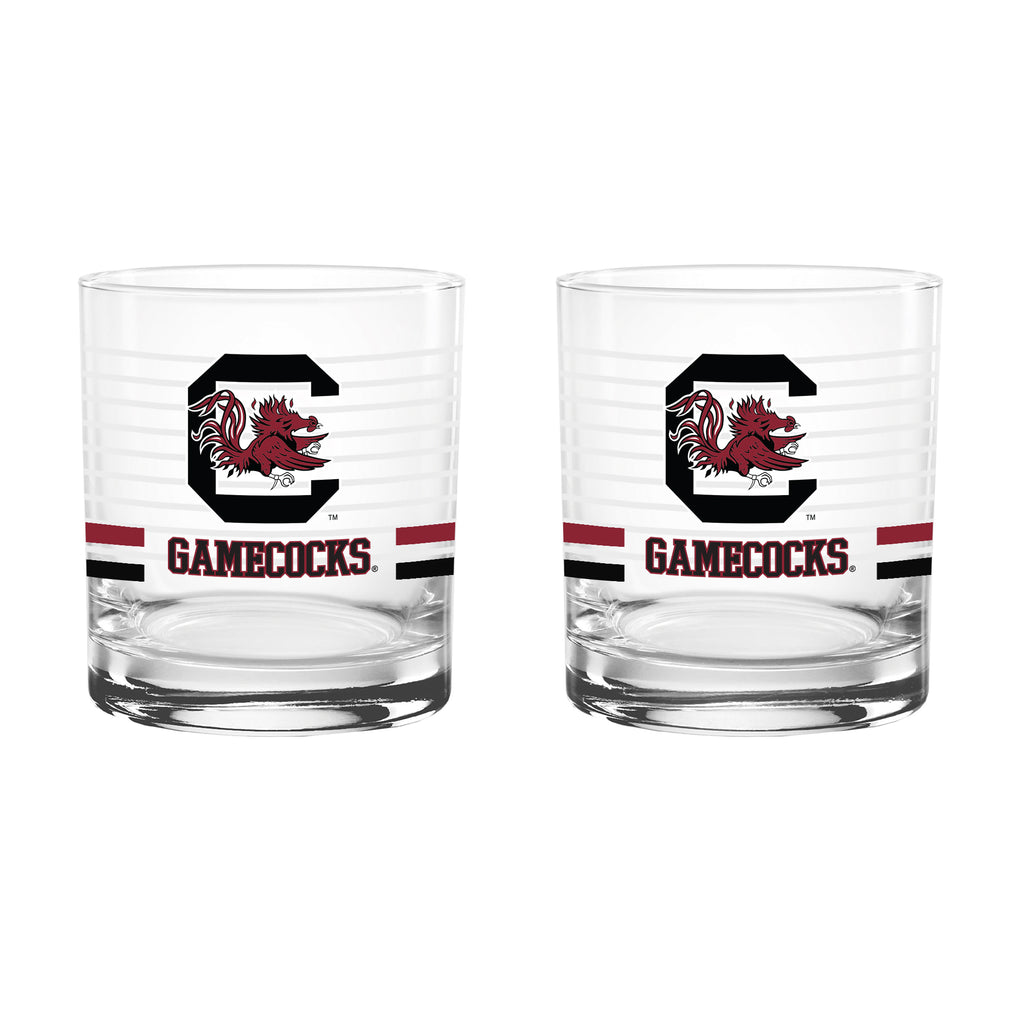 Set of 2 South Carolina Gamecocks 14oz Ring Rocks Glasses