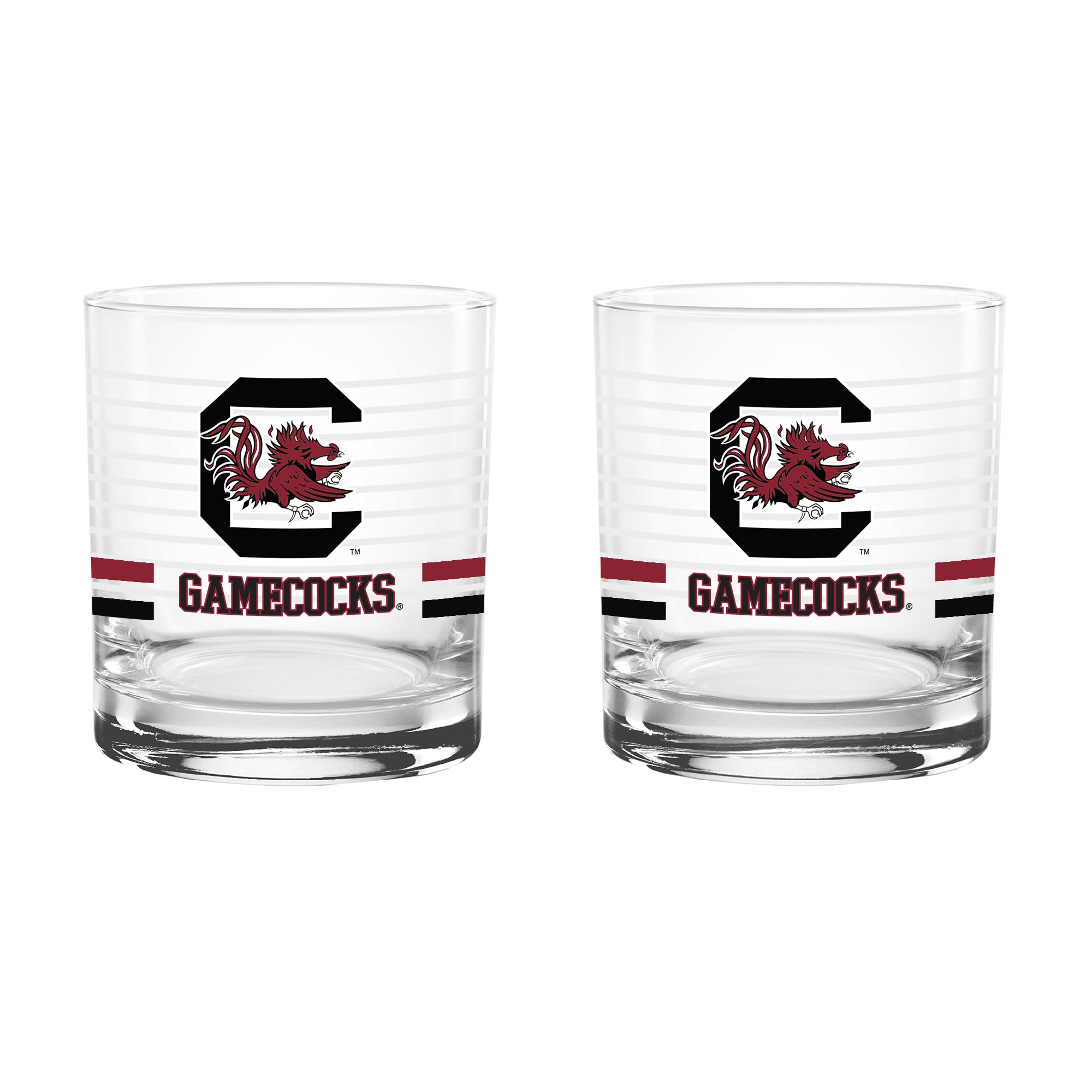 Set of 2 South Carolina Gamecocks 14oz Ring Rocks Glasses