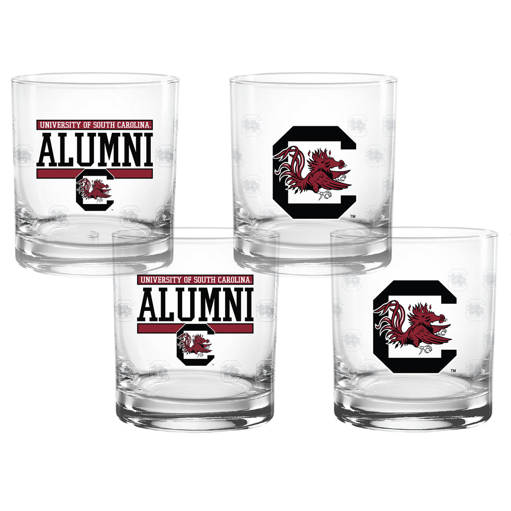 Set of 4 South Carolina Gamecocks 14oz Alumni Rocks Glasses