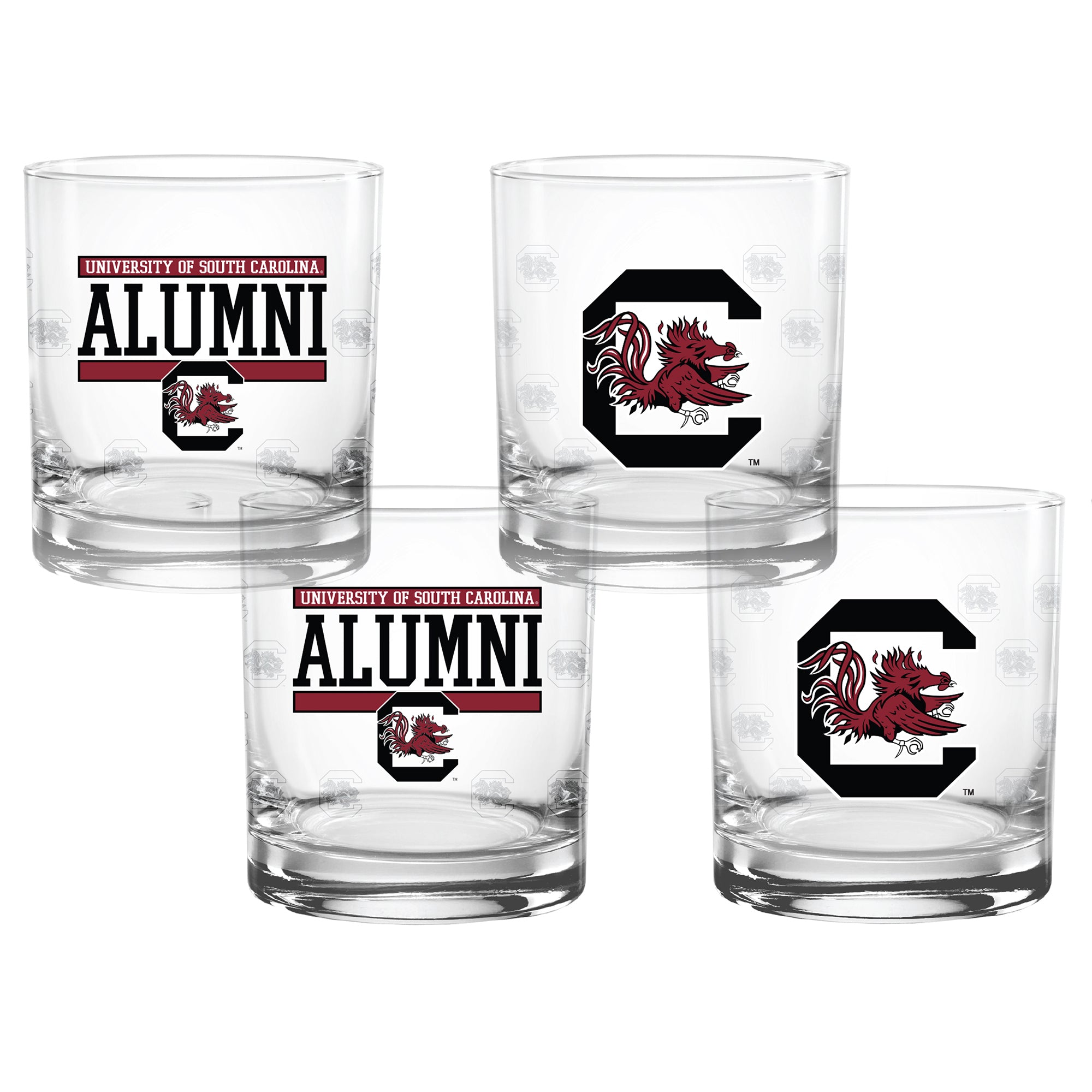 Set of 4 South Carolina Gamecocks 14oz Alumni Rocks Glasses