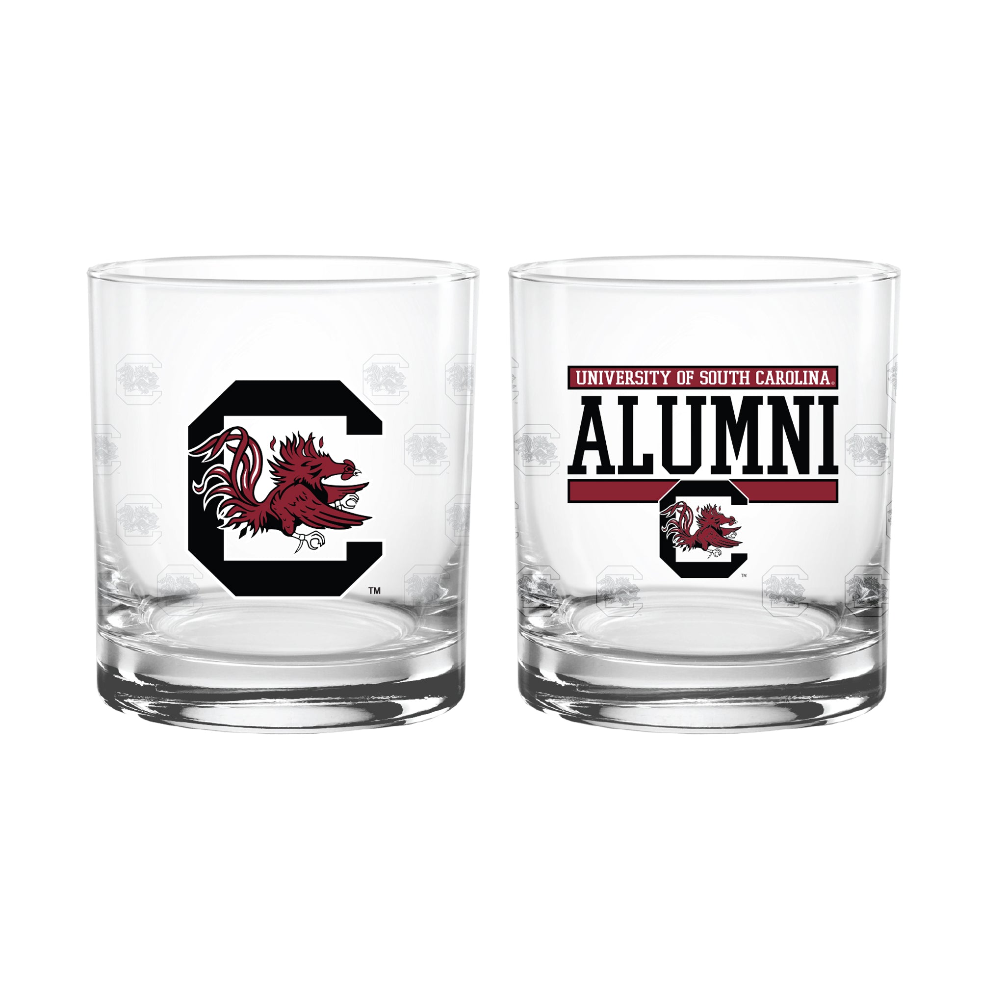 Set of 2 South Carolina Gamecocks 14oz Alumni Rocks Glasses