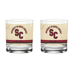 South Carolina Gamecocks Set of 2 College Vault Tan Retro 14oz Rocks Glasses