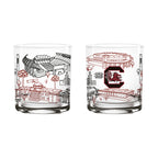 Set of 2 South Carolina Gamecocks Campus Line Art 14oz Rocks Glasses
