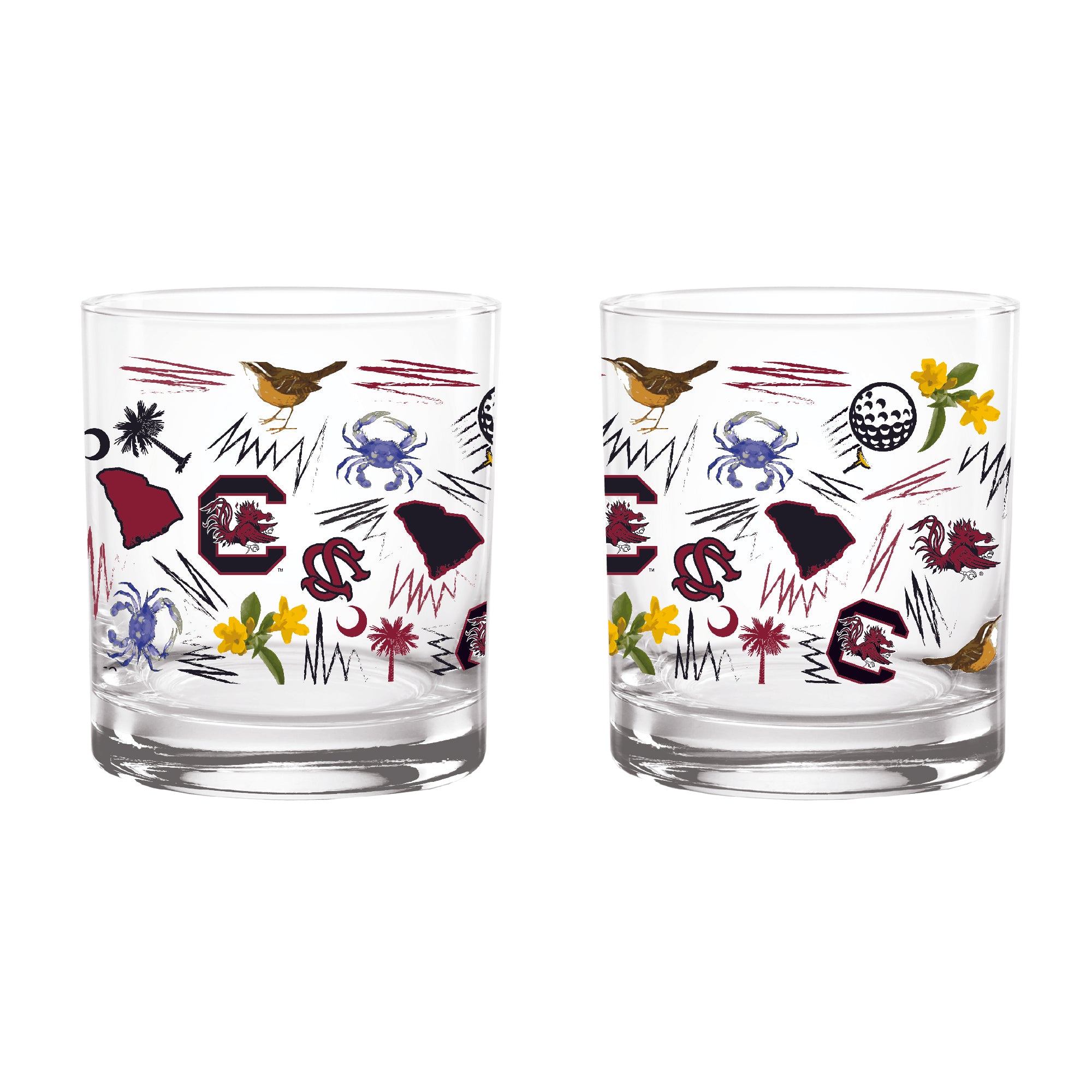 Set of 2 South Carolina Gamecocks 14oz Local Rocks Glasses