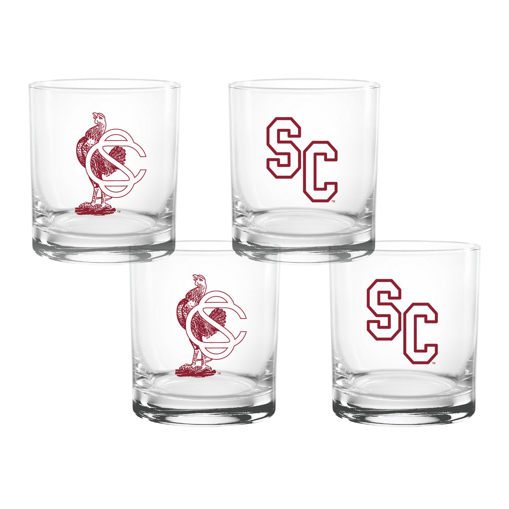 Set of 4 South Carolina Gamecocks College Vault Sketch 14oz Rocks Glasses