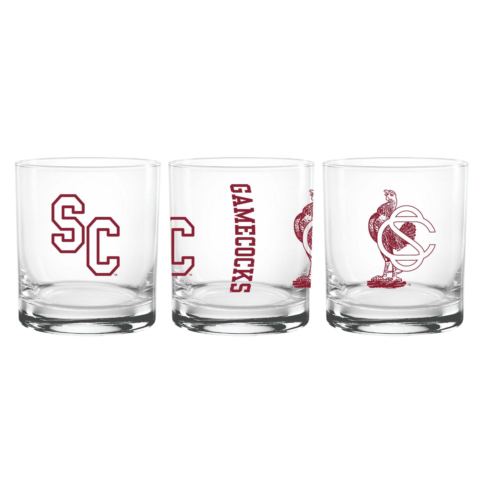 Set of 2 South Carolina Gamecocks College Vault Sketch 14oz Rocks Glasses
