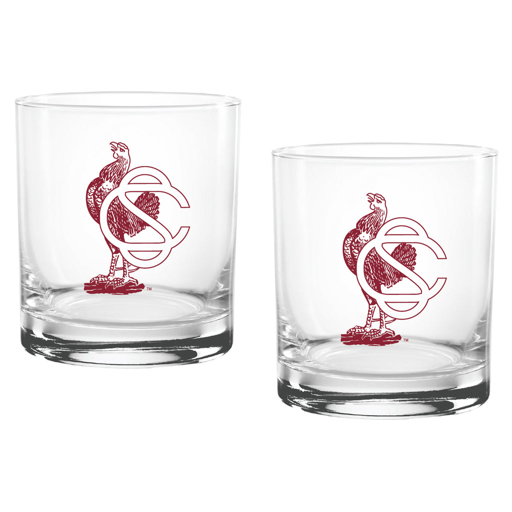 Set of 2 South Carolina Gamecocks College Vault Sketch 14oz Rocks Glasses
