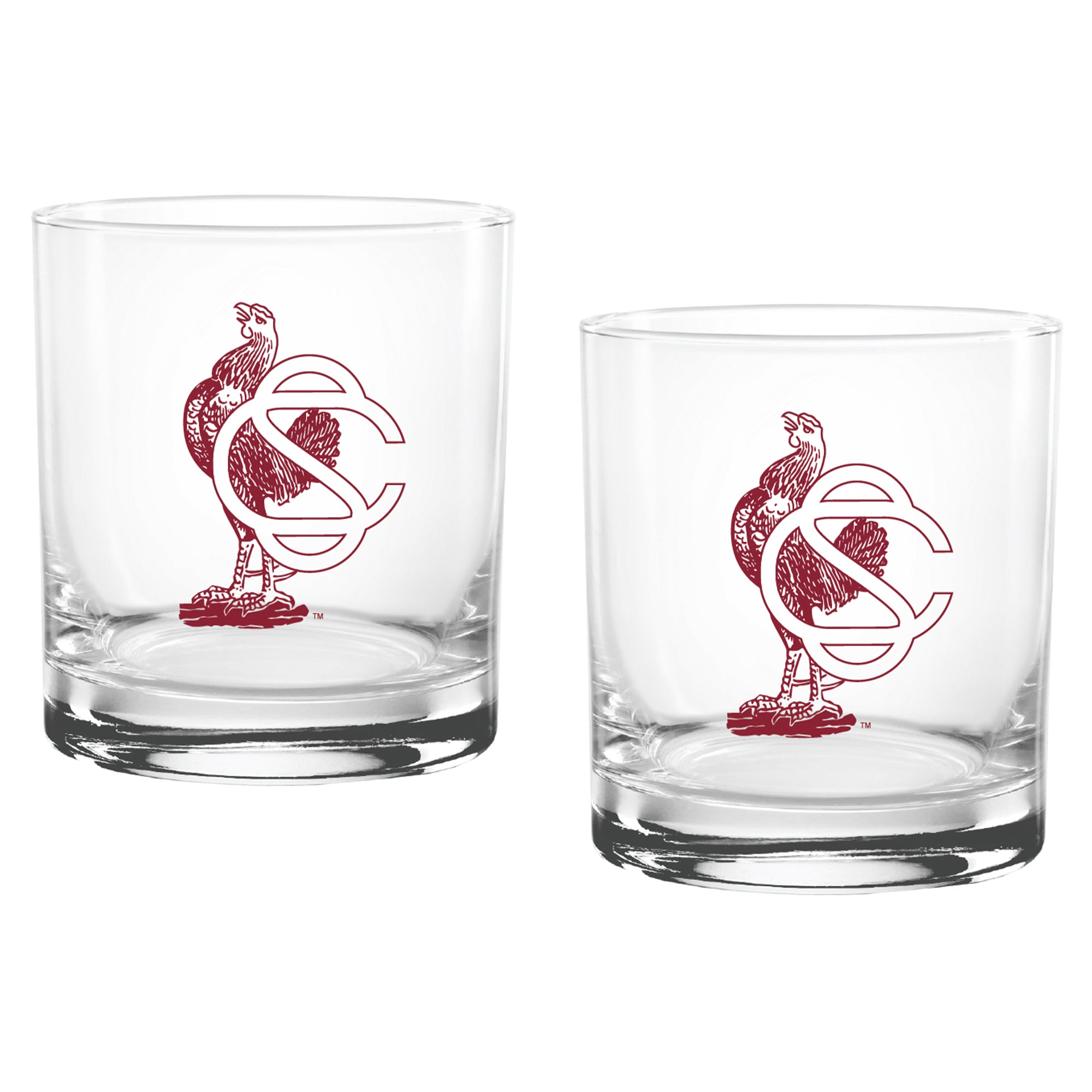 Set of 2 South Carolina Gamecocks College Vault Sketch 14oz Rocks Glasses
