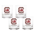 Set of 4 South Carolina Gamecocks Mascot by Laura Wilcox 14oz Rocks Glasses