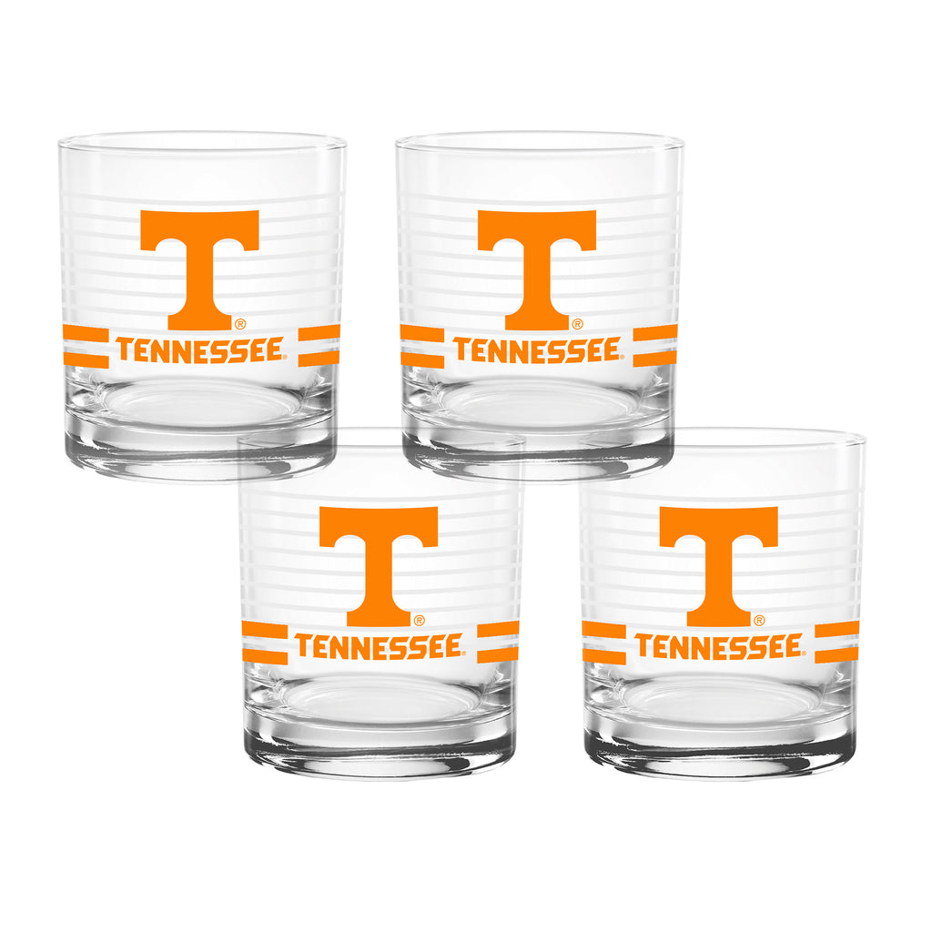 Set of 4 Tennessee Volunteers 14oz Ring Rocks Glasses