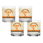 Set of 4 Tennessee Volunteers College Vault Tan Retro 14oz Rocks Glasses
