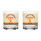 Tennessee Volunteers Set of 2 College Vault Tan Retro 14oz Rocks Glasses