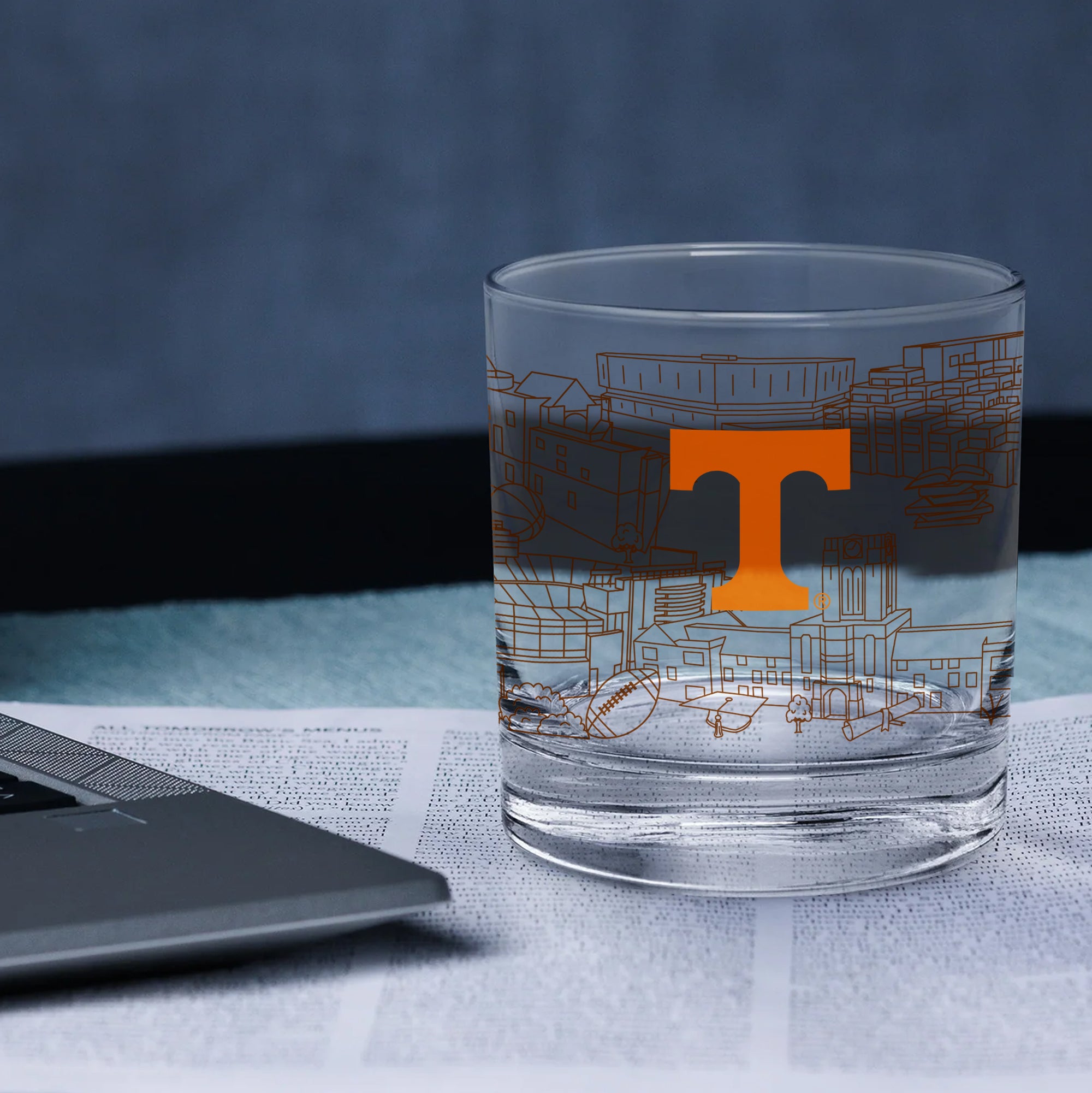 Set of 4 Tennessee Volunteers Campus Line Art 14oz Rocks Glasses