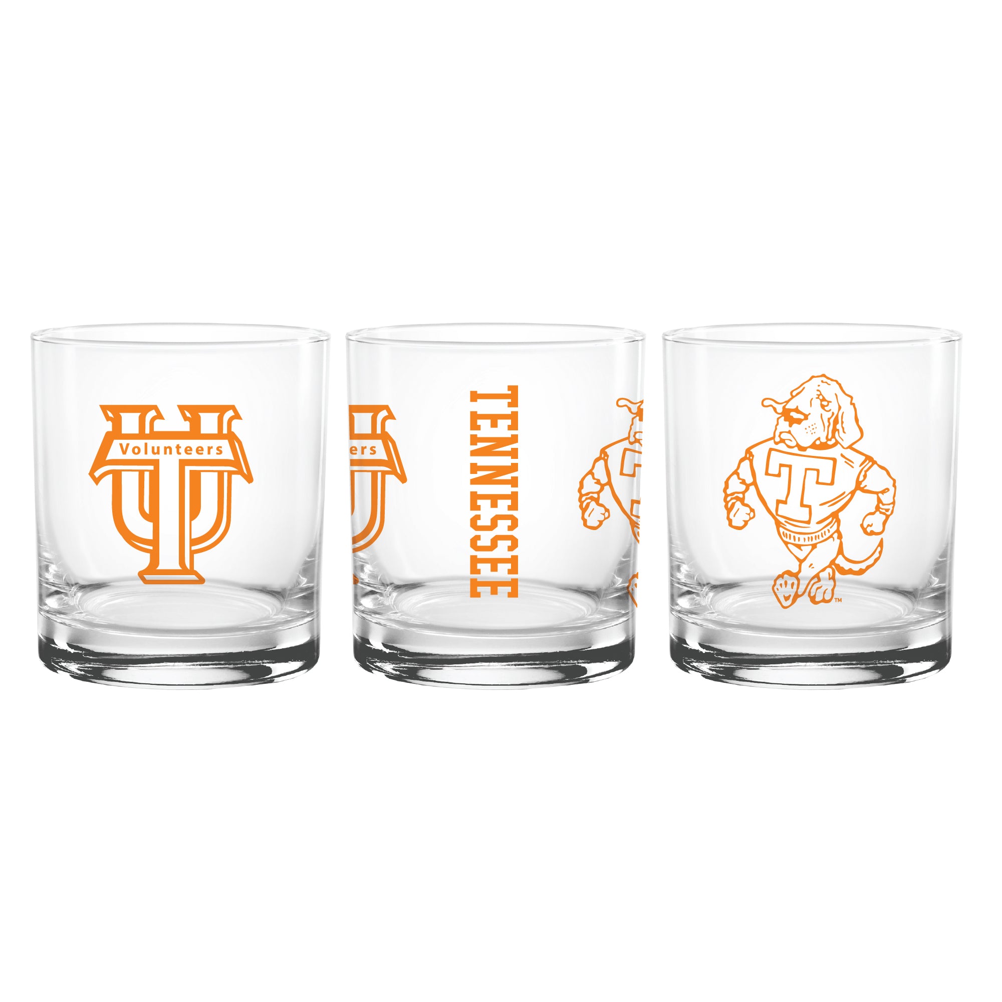 Set of 2 Tennessee Volunteers College Vault Sketch 14oz Rocks Glasses