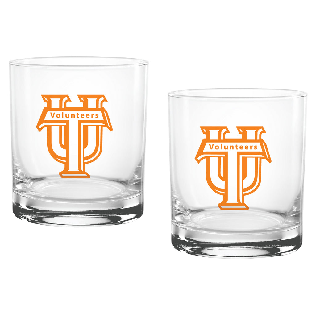 Set of 2 Tennessee Volunteers College Vault Sketch 14oz Rocks Glasses