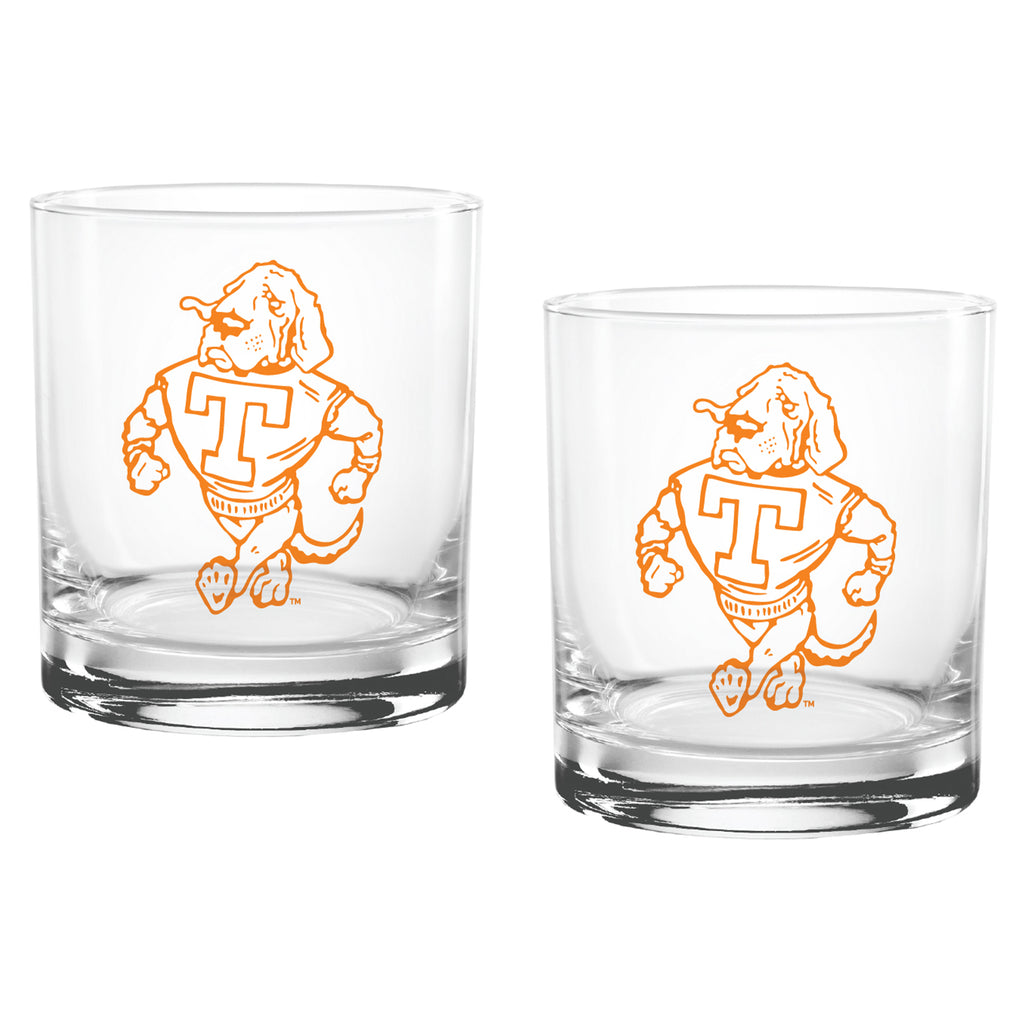 Set of 2 Tennessee Volunteers College Vault Sketch 14oz Rocks Glasses