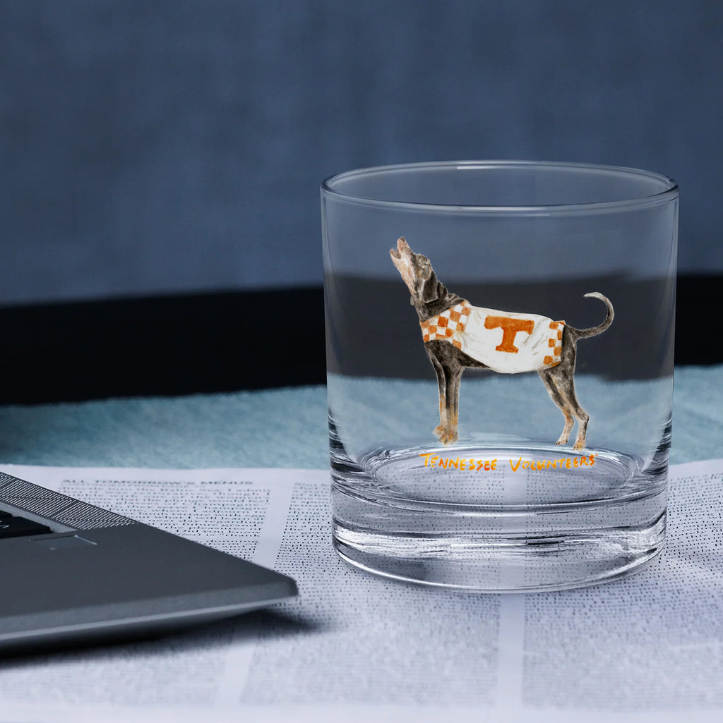 Set of 4 Tennessee Volunteers Mascot by Laura Wilcox 14oz Rocks Glasses
