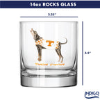 Set of 4 Tennessee Volunteers Mascot by Laura Wilcox 14oz Rocks Glasses