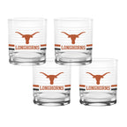 Set of 4 Texas Longhorns 14oz Ring Rocks Glasses