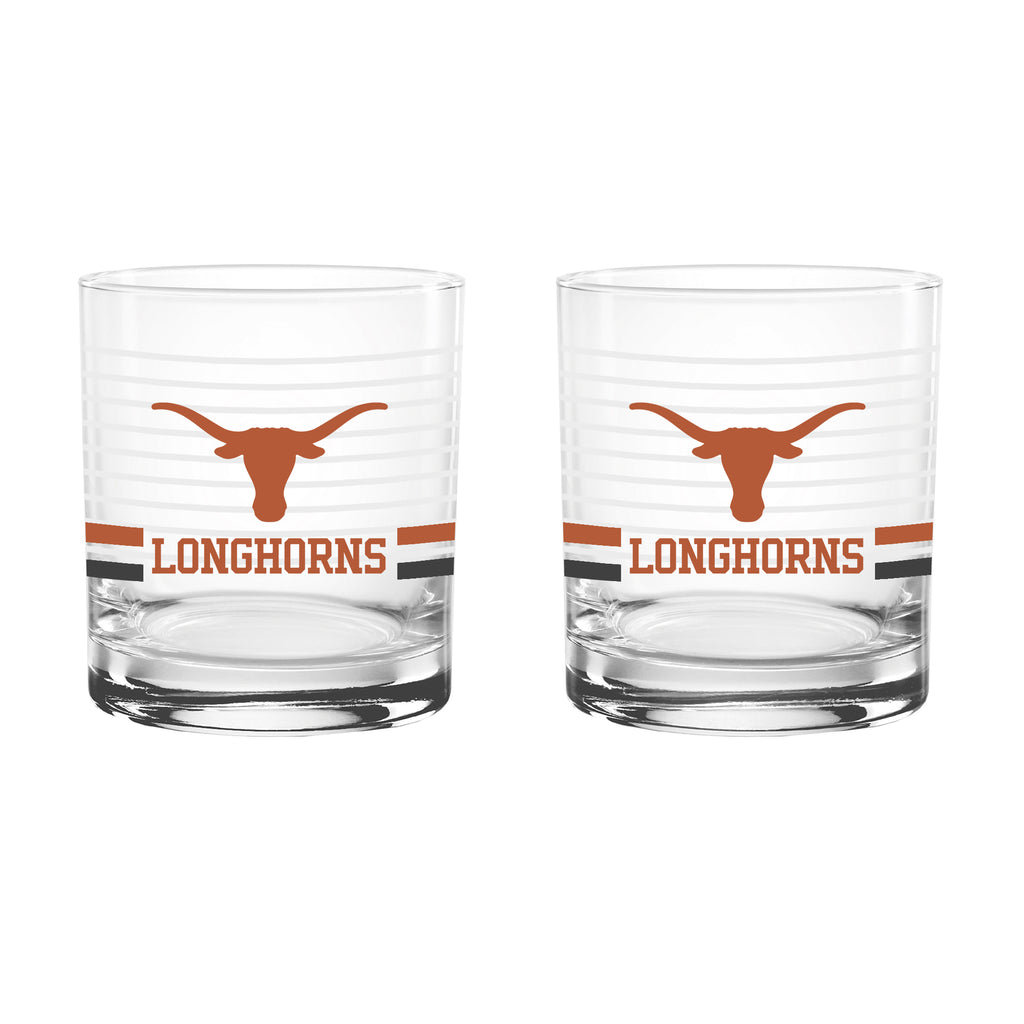 Set of 2 Texas Longhorns 14oz Ring Rocks Glasses