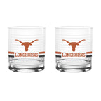 Set of 2 Texas Longhorns 14oz Ring Rocks Glasses