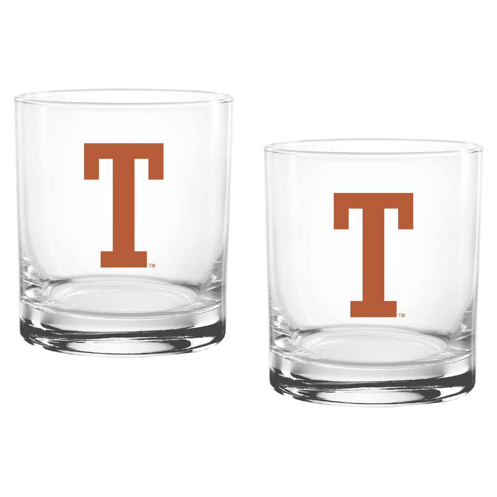 Set of 2 Texas Longhorns College Vault Sketch 14oz Rocks Glasses
