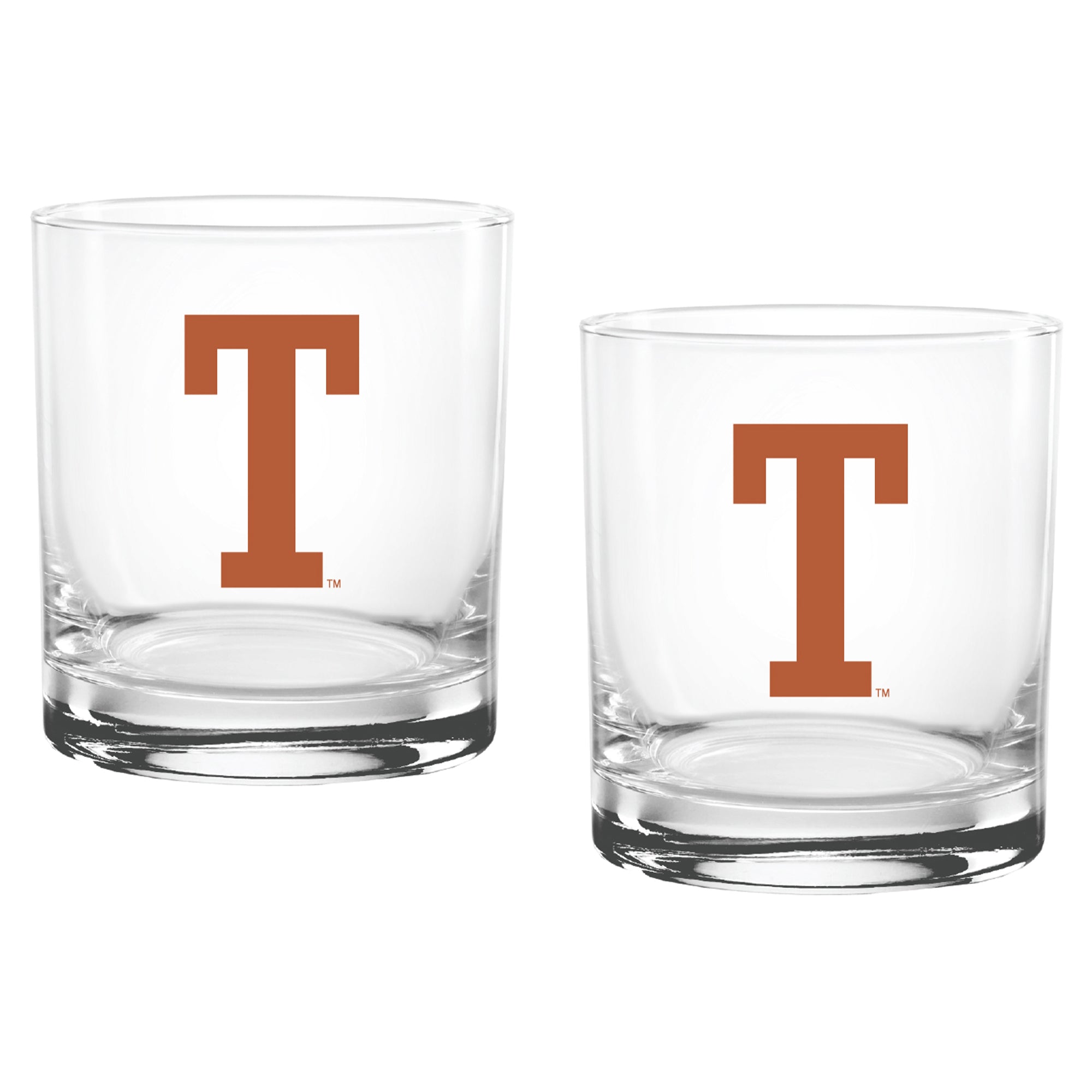 Set of 2 Texas Longhorns College Vault Sketch 14oz Rocks Glasses