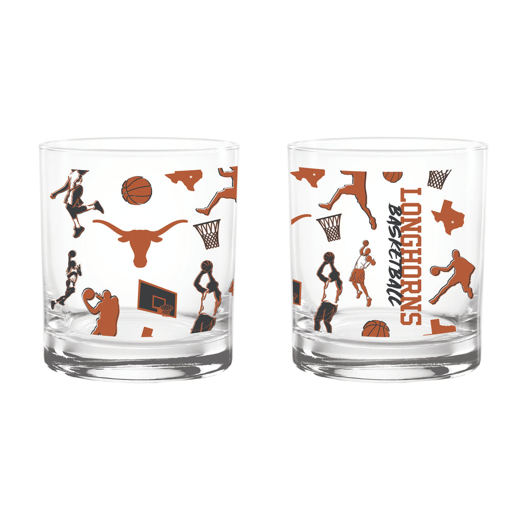 Set of 2 Texas Longhorns Sketch 14oz Rocks Glasses