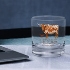 Set of 4 Texas Longhorns Mascot by Laura Wilcox 14oz Rocks Glasses