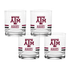 Set of 4 Texas A&M Aggies 14oz Ring Rocks Glasses