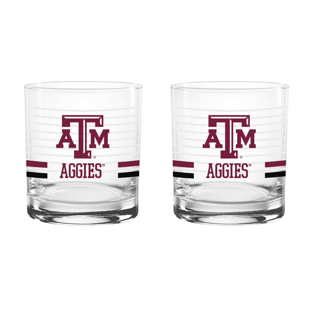 Set of 2 Texas A&M Aggies 14oz Ring Rocks Glasses