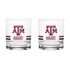 Set of 2 Texas A&M Aggies 14oz Ring Rocks Glasses