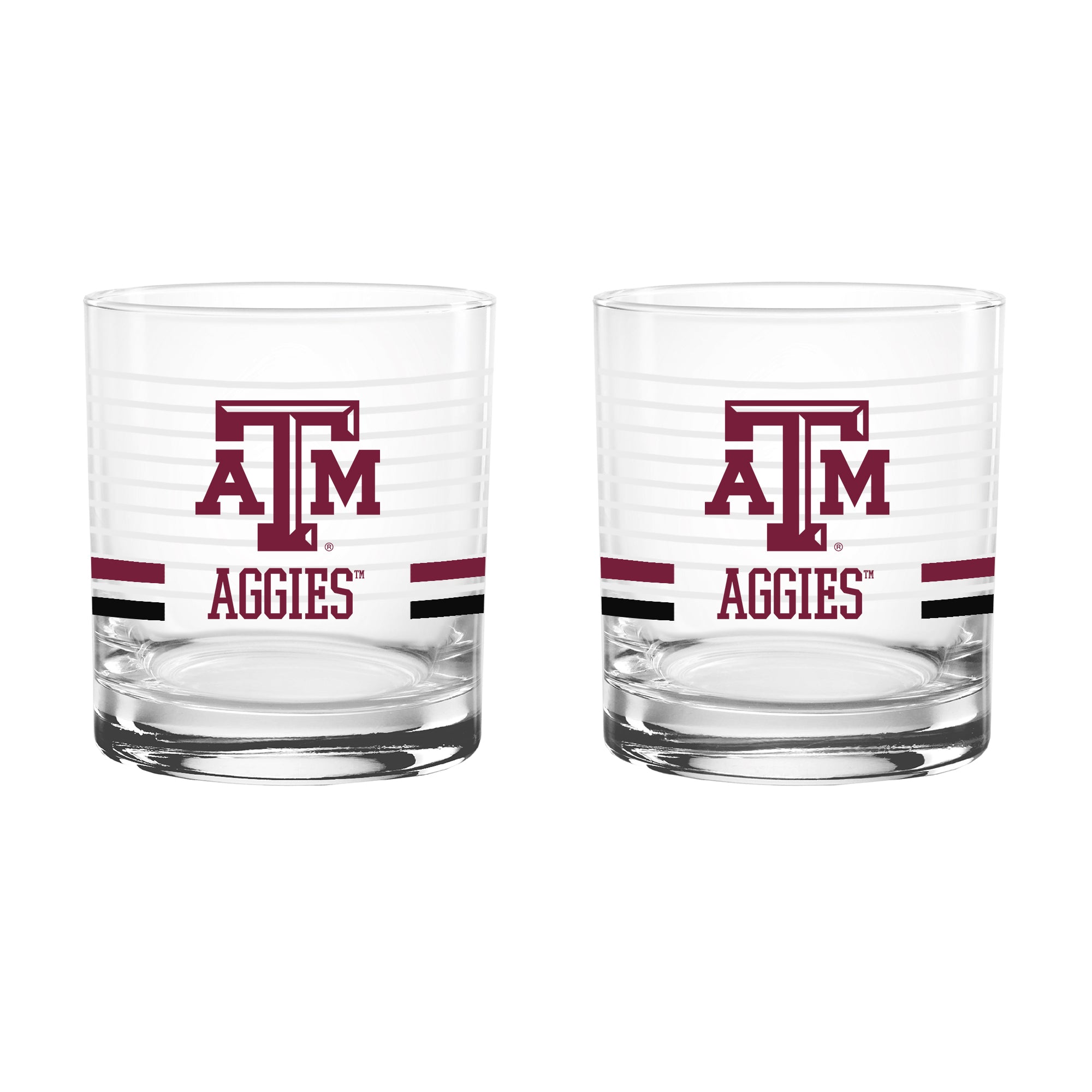 Set of 2 Texas A&M Aggies 14oz Ring Rocks Glasses