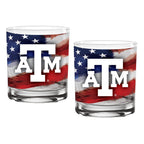Set of 2 Texas A&M Aggies 14oz Americana Rocks Glasses