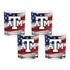 Set of 4 Texas A&M Aggies 14oz Americana Rocks Glasses