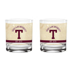 Texas A&M Aggies Set of 2 College Vault Tan Retro 14oz Rocks Glasses