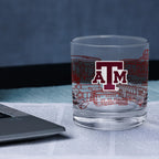 Set of 4 Texas A&M Aggies Campus Line Art 14oz Rocks Glasses