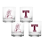 Set of 4 Texas A&M Aggies College Vault Sketch 14oz Rocks Glasses