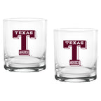 Set of 2 Texas A&M Aggies College Vault Sketch 14oz Rocks Glasses