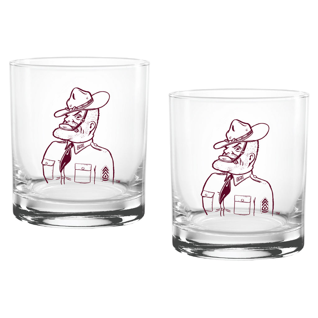 Set of 2 Texas A&M Aggies College Vault Sketch 14oz Rocks Glasses