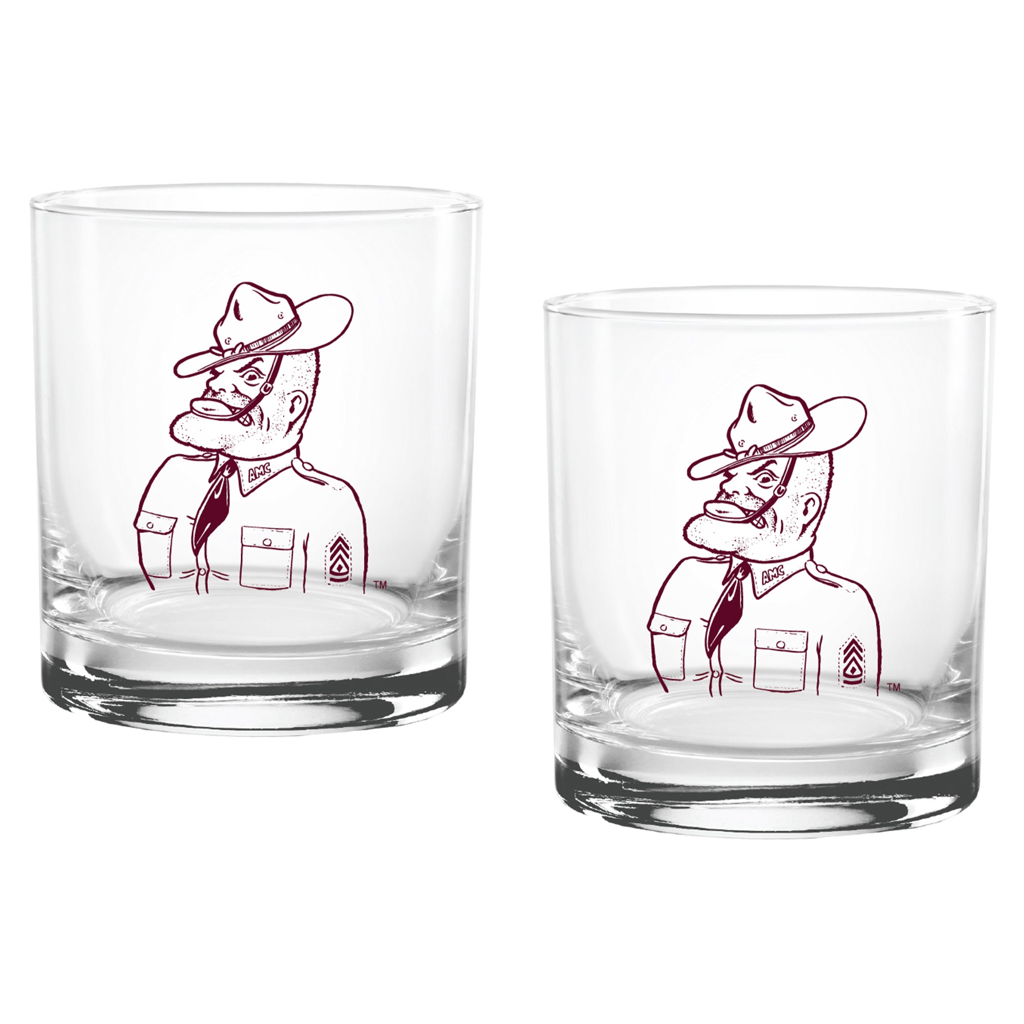 Set of 2 Texas A&M Aggies College Vault Sketch 14oz Rocks Glasses