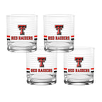 Set of 4 Texas Tech Red Raiders 14oz Ring Rocks Glasses