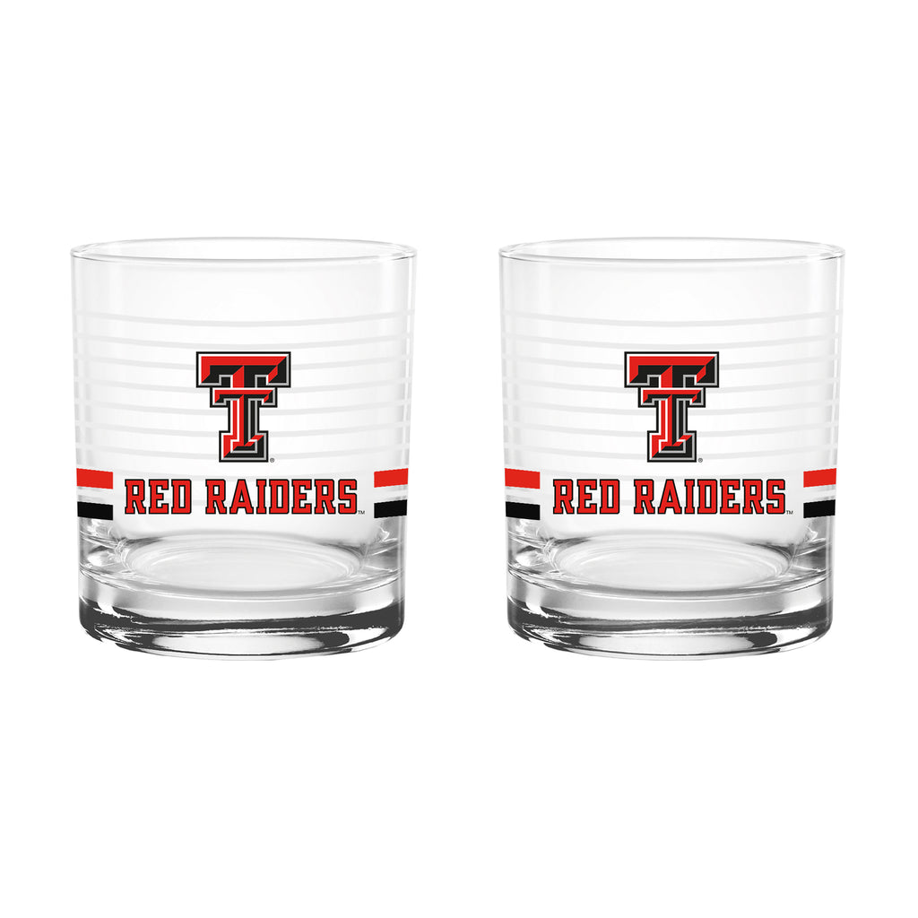 Set of 2 Texas Tech Red Raiders 14oz Ring Rocks Glasses