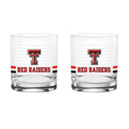 Set of 2 Texas Tech Red Raiders 14oz Ring Rocks Glasses