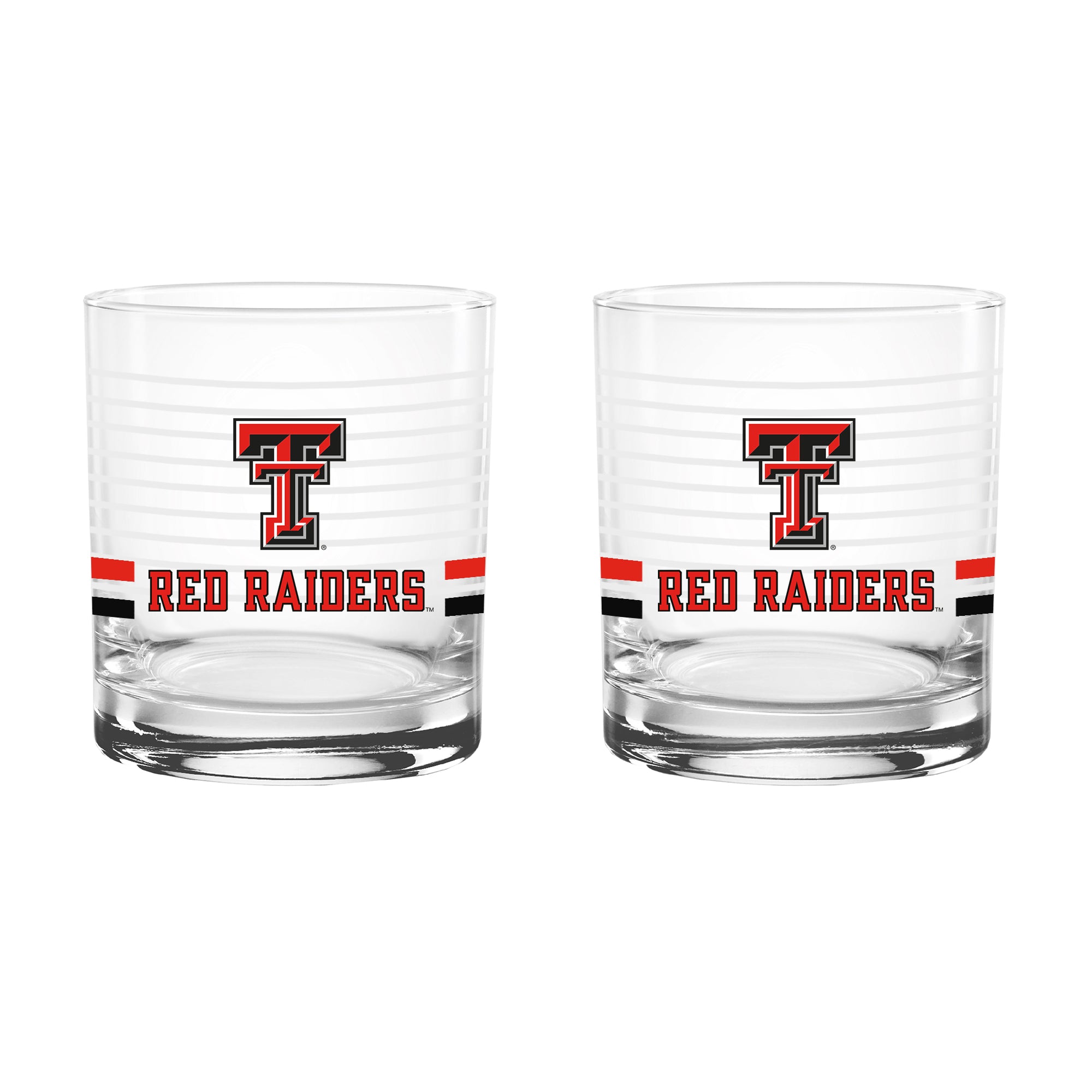 Set of 2 Texas Tech Red Raiders 14oz Ring Rocks Glasses