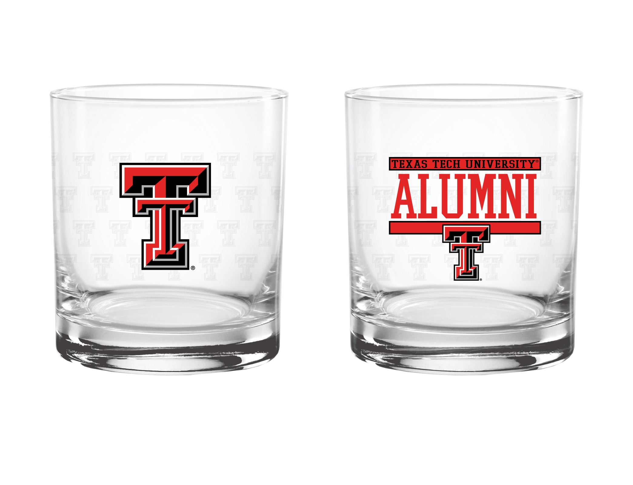 Set of 2 Texas Tech Red Raiders 14oz Alumni Rocks Glasses