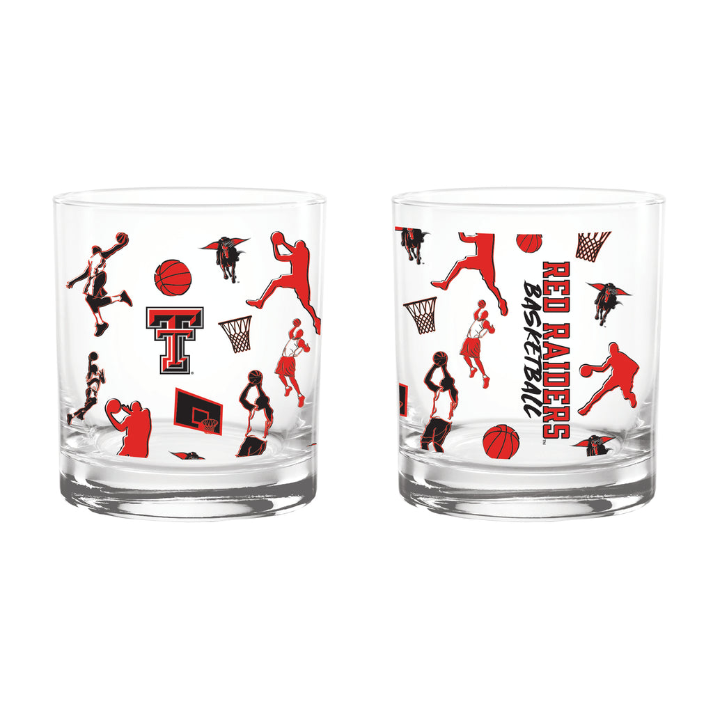 Set of 2 Texas Tech Red Raiders Sketch 14oz Rocks Glasses