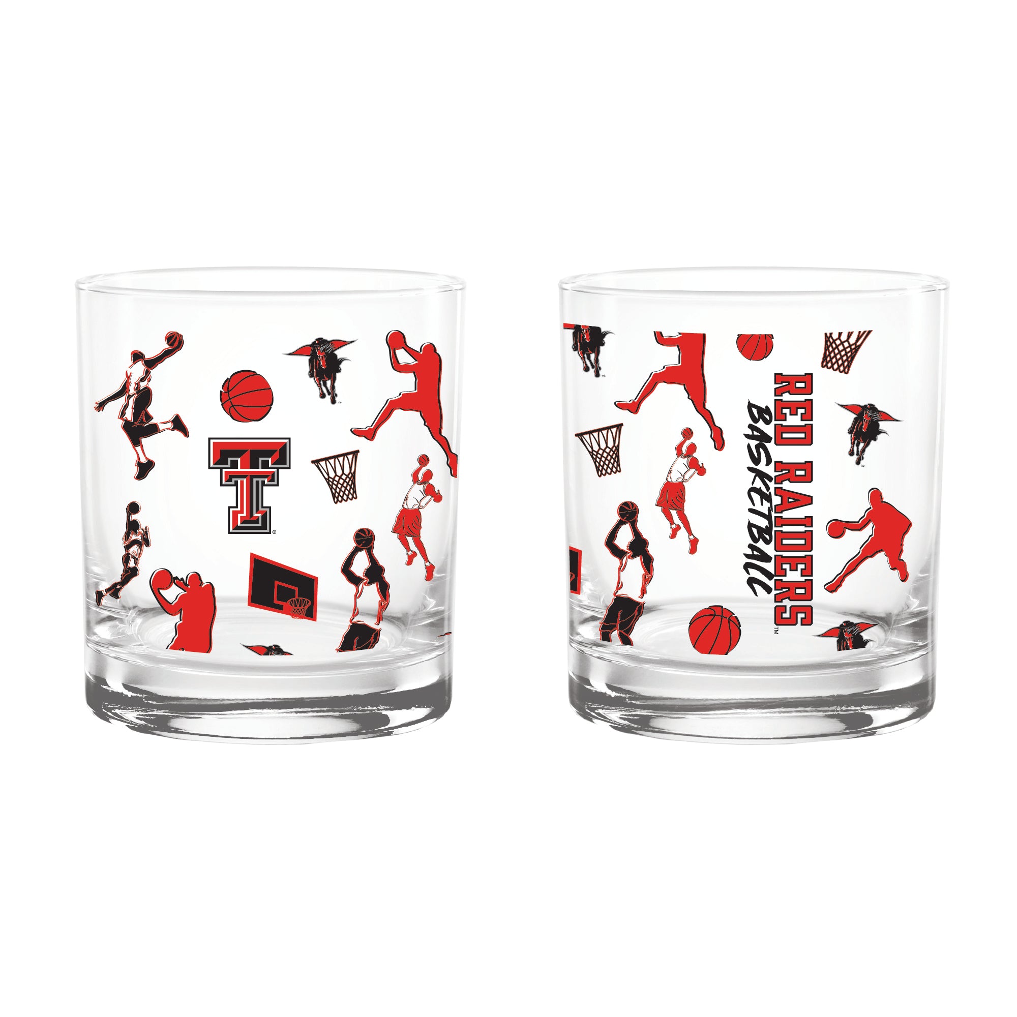 Set of 2 Texas Tech Red Raiders Sketch 14oz Rocks Glasses