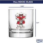 Set of 4 Texas Tech Red Raiders Mascot by Laura Wilcox 14oz Rocks Glasses