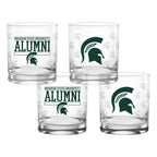 Set of 4 Michigan State Spartans 14oz Alumni Rocks Glasses